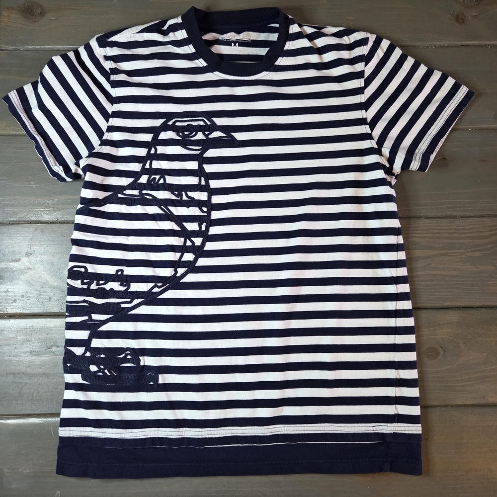 Staple Pigeon Women’s Medium Striped Graphic T-Shirt Navy White Streetwear Tee